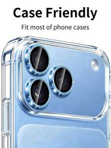 3件組 [2026新款] 9H 鋼化玻璃相機鏡頭保護貼，適用於 iPhone 18 Pro/18 Pro Max，藍色 CD 紋理，金屬環，高清晰透明，防刮、防指紋、防碎、防震、無氣泡，易於安裝，相容手機殼，適合送給朋友和家人的生日禮物 - 淺藍色 - 查看 6