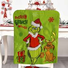 The Grinch 1件裝聖誕餐椅套，綠色怪獸印花餐椅套，聖誕家居裝飾，適用於節日餐廳派對裝飾與禮物 - A - 查看 3
