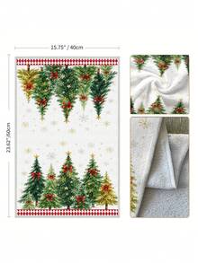 2pcs Christmas Decorative Hand Towels, Watercolor Christmas Tree Pine Tree Red Bow Gold Star Snowflake Print, Red And Green Plaid Hem, Kitchen Bathroom Towels, Farmhouse Winter Holiday Home Decor - Multicolor - View 3
