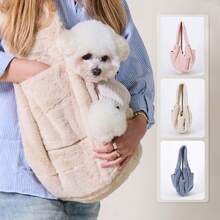 1pc Faux Rabbit Fur Dog Outdoor Fashion Shoulder Bag With Safety Rope Buckle, Soft And Warm - Multicolor - View 9