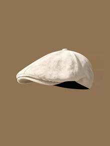 OBOVAY 1pc Men's Suede Vintage Newsboy Cap, Autumn New Artistic Forward Cap, Suitable For Daily Street Wear - Suede Baseball Cap - View 9