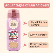 55Pcs Attendance Label Aesthetics Scrapbook Stickers Pack Funny Attendance Note Memo Sticky Notes Decoration Merch Vinyl Waterproof Stickers For Water Bottle,Computer,Laptop,Phone,Luggage,Notebook,Fridge - Multicolor - View 7