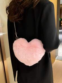 女款不對稱蝴蝶結愛心造型包 - 淺粉色 - 查看 4