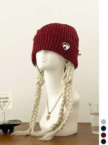 1pc Sweet & Cute Bow Knitted Beanie Hat For Women, Autumn/Winter New Style, Face-Slimming, Warm, Oversized Slouchy Furry Knit Cap - Multicolor - View 6