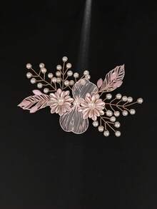 1件裝奢華水鑽扭花髮飾 成人宴會攝影盤髮髮梳 新娘婚禮頭飾 現貨 - 粉色 - 查看 4