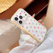 GUCADI Honey Yellow Polka Dot Pattern Phone Case, Compatible With Apple 18 Pro, 17, Yellow Border, 15 Full Coverage, 16 Matte, Fashion, Unique, Creative, Geometric Pattern, Minimalist Style, Color Block Style, Niche, Ins Style. - Honey Yellow - View 11