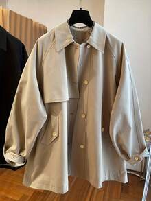 Women's Casual Beige Woven Fabric Regular Long Sleeve Jacket, Suitable For Autumn Daily Wear - Apricot - View 4