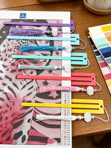 Diamond Painting Positioning Ruler, Tassel Bookmark, Diamond Canvas Storage, Fixed Release Paper, Essential DIY Tools For Diamond Painting, Perfect Gift For Family And Friends On Holidays - C - View 2