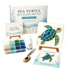Sea Glass Art Kit, DIY Sea Glass Mosaic Art Set, Ocean Themed Sea Glass Craft Kit, Includes Colorful Glass Pieces, Exquisite Ocean Inspired Artwork, Coastal Home Decor Creative Handmade Gift - A - View 1