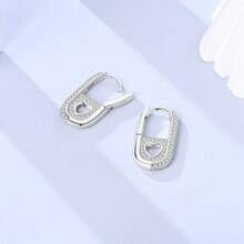 1 Pair S925 Sterling Silver Geometric Hoop Earrings, Heart, Twisted, Rhinestone Hollow Out Multi-Style, Minimalist High-End Texture, Hypoallergenic Skin-Friendly, Versatile Daily Commute Wear, Women's Luxury Earrings, Comes With Exquisite Gift Box, Suitable For Personal Use And Holiday Gifts - Multicolor - View 8