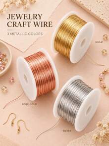 Gold & Silver & Rose Gold Color Jewelry Wire, High Quality Stainless Steel Jewelry Wire, Non-Fading, Rust-Resistant, High Color Fastness, Durable, Suitable For Bracelet & Necklace DIY, Non-Fading Beading Wire, Jewelry Rope, Handmade Braiding Wire - Multicolor - View 1