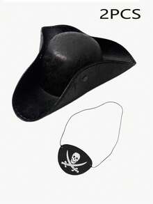 1pc Brown Faux Leather Funny Triangle Hat Halloween Sailor Pirate Hat With Eye Patch, Fashion Captain Hat Role Play Accessory, Suitable For Holiday Parties, Performances, Cosplay Costumes, Masquerade Balls And Other Occasions - A-party - View 10