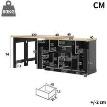 Flieks Extendable Sideboard & Dining Table Combo, 2 Drawers & Snack Rack, Space-Saving Sideboard For Small Flats - Black - View 4