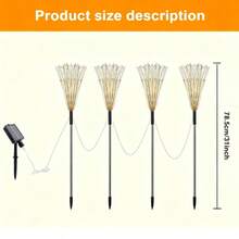 Solar Powered Lawn Firework Decorative Lights, Dual Color Warm And Colorful Options, 1PC 60LEDs And 4pcs 360LEDs Specifications, Radial Firework Shape Night Blooming Light And Shadow, Solar Charging By Day And Automatic Lighting By Night, Patio Pathway Courtyard, Outdoor Camping Festival Party Landscape Lights - Solar Fireworks Light - View 11