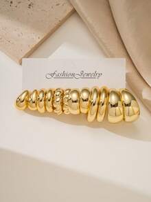 12/36pcs CCB Fashion Minimalist Style, Water Drop C-Shaped Textured Women's Fashion Gold Multi-Element Earrings Set, Versatile Daily Wear, Suitable For Women's Daily Wear, Dating, Party, Gift For Friends - Gold - View 5