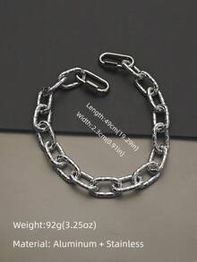 Y2K Punk Embossed Thick Single Layer Pants Chain, Textured Oval Link Jean Pants Chain, Unisex Heavy Metal Wallet Chain Streetwear Accessory - Silver - View 12