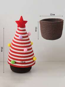 1pc Christmas Lidded Desktop Cotton Woven Storage Basket, Squishy Soft Fabric Decor Bin For Keys Remote Control, Entryway Table Cosmetic Organizer, Festive Winter Style, Multi-Scene Use For Home Decoration - Multicolor - View 11