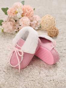 Winter 0-1 Year Old Infant Solid Color Warm Soft Sole Infant Boots - Pink - View 5
