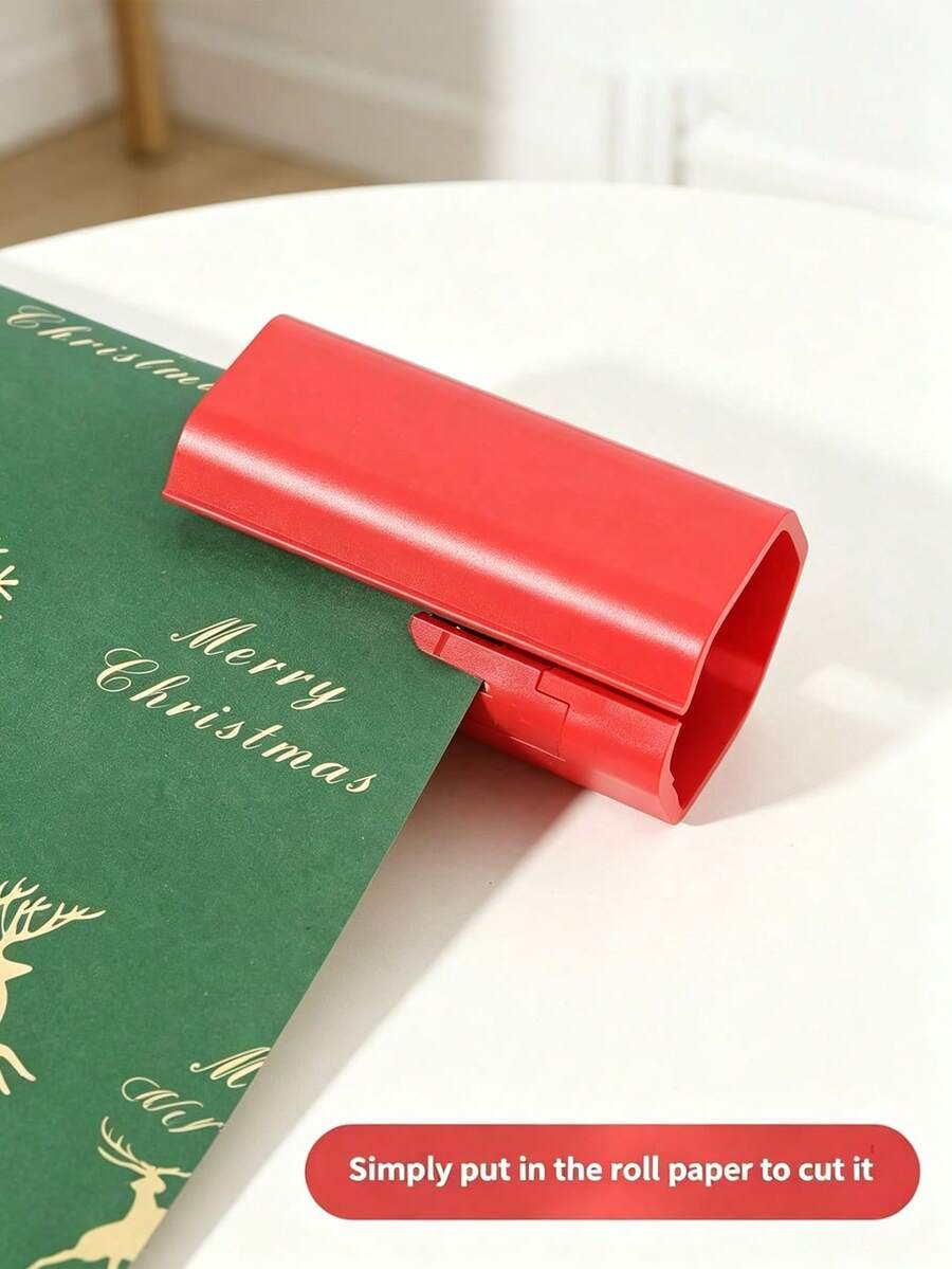 1pc Wrapping Paper Cutter, Holiday Party Cutting Tool, Multi-Function Roll Paper Trimmer, Portable Sliding Cutting Tool, Suitable For Home Craft Enthusiasts, Gift Wrapping, Halloween, Thanksgiving, Christmas Holiday Gift Wrapping