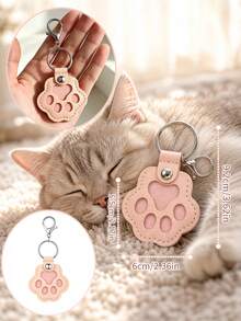 Cute Paw-Shaped PU Leather Pet Hair Storage Keychain, Multi-Purpose Bag Charm Phone Pendant, Warm Memorial Gift For Pet Owners - Multicolor - View 7
