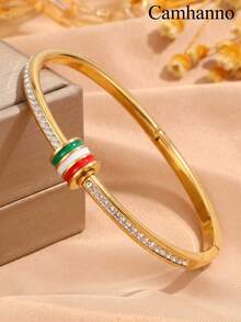Camhanno 3/1pc Stainless Steel Plated 18K Gold Bracelet Set With Sand Faced Pearl For Women's Style, Handmade Set - Gold - View 19