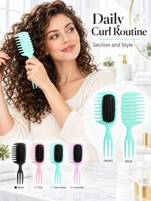 Spiral Curl Styling Brush, Wide Tooth Hair Comb With Pointed Tail Handle, Hair Sectioning And Styling Tool For Curly Wavy Thick Hair, Easy Grip Design, Portable Beauty Accessory For Daily Hair Routine - Multicolor - View 2