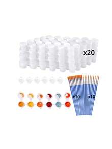 Empty Paint Cans, Acrylic/Gouache/Watercolor Plastic Empty Boxes, 40pcs/20pcs/10pcs/2pcs With Lids Acrylic Mini Paint Containers, Suitable For Students, Exquisite Painting Color Box, Craft Materials, School Supplies, DIY Graffiti Painting Brush Tools - Multicolor - View 12