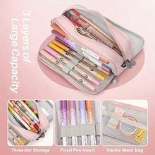 Multi-Layer Multi-Function Storage Bag With Dividers, Suitable For Women's Cosmetics, Makeup Tools, Student Pencils, Markers And Other Learning Supplies, Home Organization, Convenient For Travel, Best Gift Choice - View 10