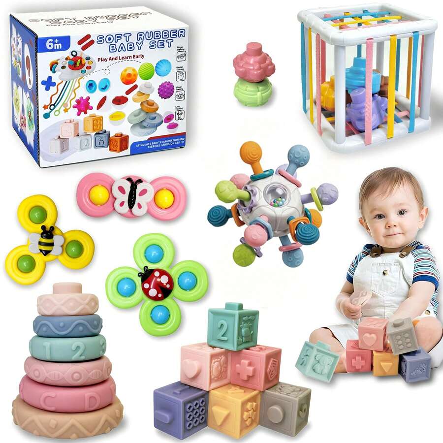Mainan Bayi Montessori 5-in-1 untuk Usia 6-6-12 Bulan, Hadiah Pembelajaran Bayi - MultiWarna - View 1
