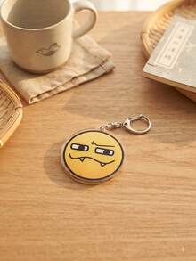 1pc/4pcs Classic InternetMeme Aesthetic Acrylic Keychains, Classic Internet Meme Funny Series Including Classic Laughing Face, Pink Bloodshot Dizzy Face, Red Nose Blue Diamond Clown Face And Raised Eyebrow Little Devil Fanged Expression Round Pattern Pendant, Backpack And Car Key Accessories, Gift For Internet Meme Lovers, Fans And Funny Anime Enthusiasts - Multicolor - View 9