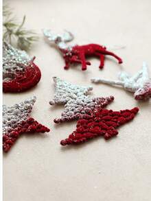 Creative Christmas Snow-Dyed Reindeer Hanging Ornament, Nordic Style Flocked Decoration, Christmas Tree Pendant, Holiday Home Decor - Multicolor - View 5