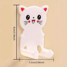 5pcs No-Drill Power Socket Hooks, Cartoon Cat Strong Adhesive Hooks, Kitchen Cat Sticky Hooks, Multi-Function Hooks - Multicolor - View 5