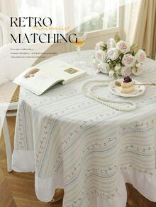 1pc Ruffle Edge Tablecloth, Fresh Country Style, Suitable For Dining Table Decor, Picnic Tablecloth, Holiday Celebration, Wedding Party Gathering, Birthday Banquet, Daily Dining Table, Kitchen And Dining Room Decoration, All Seasons, Home Decor - Multicolor - View 7