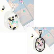 1pc Portable Character Mini Figure Transparent Display Bag (With Keychain And Colorful Ball, No Figure Included), Hanging Style Blind Box Storage Bag, Zipper Closure, Dust-Proof Collectible Box, Cute Bag Charm, Backpack Pendant, Car Key Chain - White - View 16