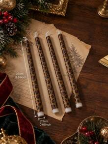 4/2pcs Vintage Leopard Print Tapered Long Candles, Bohemian Pattern Decorative Candle Gift Set, 0.86*9.84 Inch Long Tapered Candles, Suitable For Home Decor, Creating Atmosphere, Table Centerpiece Decoration, Christmas Gifts - Multiple Styles - View 9