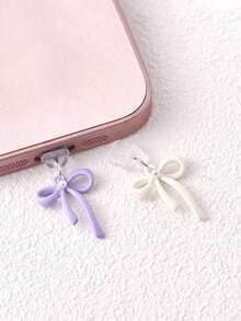 Bow Knot Dust Plug, Rubber Stopper For Charging Port & Data Port, Compatible With Apple & Type-C Phones - Multicolor - View 5
