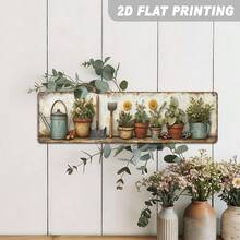 2D Flat Single Piece, Vintage Garden Tools And Potted Plants Metal Sign, Farmhouse Style, Wall Hanging, Country Style Decor, Suitable For Kitchen, Bathroom, Entryway, Decorative Sign And Plaque, 10.01X40.01cm - A - View 7