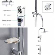 Bathroom Shower Kit Twin Head Square Fixed Head Riser Rail Bath Mixer Tap Set - 26Q-wIN-uK-lYQ-ySFD - View 2