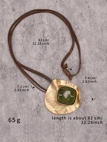 1 buah Kalung Batu Resin Bulat dengan Hiasan Ranting dan Daun Kreatif, Perhiasan Gaya Bohemian, Aksesori Hadiah Natal & Halloween, Cocok untuk Pemakaian Sehari-hari & Kencan, Hadiah untuk Pasangan - tali lilin - View 11