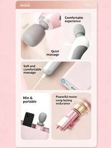 High-Frequency Vibration Massage Wand Full Body Deep Muscle Relaxer Multi-Function Fascia Gun Shoulder Neck Waist Back Massager USB Rechargeable Quiet Low Noise Pink/White Optional Office Home Relaxation Tool Compact Lightweight - Multiple Styles - View 7