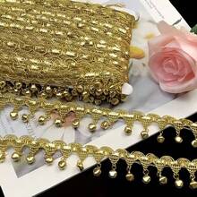1/3/10Yards Gold Bell Tassel Ribbons, Suitable For Latin Dance Costumes, Stage Performance Outfits, DIY Sewing Lace Fabric Accessories Clothing Decoration - Multicolor - View 10