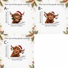 1/3pcs Cute Highland Cow With Christmas Hat Window Sticker, Double-Sided Visible PVC Static Cling Glass Decal, Suitable For Home, Store Window, Holiday Party Decoration - Multicolor - View 11