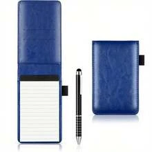 A7 Portable Leather Pocket Notebook And Pen Set - Mini Notebook Suitable For Office, School Or Restaurant, Available In Brown, Blue, Black, With Replaceable Notebook And Pen - A7 Notebook + 1 Pen - View 5