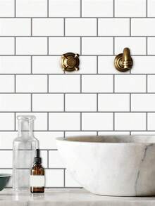 Stiker Dinding Perekat Sendiri Tekstur Ubin Subway Putih Mengkilap 2D untuk Backsplash Dapur, Stiker Dinding, Stiker Vinyl, Dekorasi Rumah, Dekorasi Musim Semi, Segarkan Rumah Anda, Hadiah Stiker Dekoratif Rama, Ulang Tahun, Wisuda - Alien putih besar - View 1