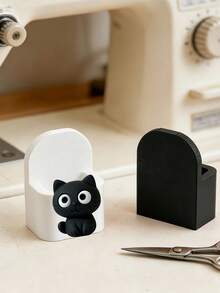 2pcs Cat-Shaped Storage Box With Kitten - Plastic Desktop Organizer Suitable For Desk & Office, Multi-Compartment Organizer Suitable For Scissors, Tweezers, Pens, Earthy For, Craft Room, - Gift For Cat Lovers - Multicolor - View 5