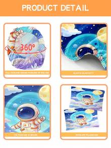 2/3PCS Cartoon Astronaut Fitted Sheet Set Soft Breathable Bedding For All Seasons Twin/Full/Queen 100% Polyester Machine Washable - Multicolor - View 6