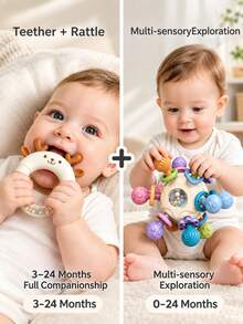 Mainan Gigitan Sensorik Bayi - Mainan Gigitan Bayi Montessori - Cocok untuk Bayi Laki-laki dan Perempuan Usia 0-3-6-9-12-18 Bulan - Mainan Gigitan Bayi - Mainan Edukasi dan Pembelajaran untuk Balita - Mainan Bayi untuk Anak Perempuan - MultiWarna - View 4