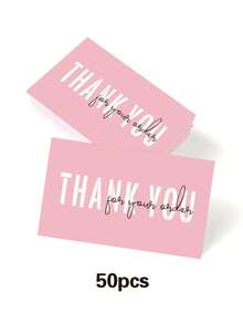 20/50Pcs Pink Watercolor Thank You Cards, 6 Styles Available Bow Design Small Business Package Insert Cards, Thank You For Your Order Cards For Retail Packaging - Sets - View 8