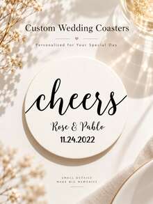 20/50/100/200/300/500pcs Personalized Wedding Paper Coasters, Customizable Name/Date/Text, Suitable For Wedding, Engagement Decoration, Exclusive Tabletop Protection Mat, Can Be Used As Table Setting Drink Holder, Anniversary Supplies - Multicolor - View 1