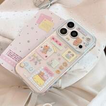 GUCADI Transparent Phone Case With Cute Pudding Bear And Blue Bear Collage Design, Suitable For Apple 17 And 18 Pro, Exquisite Design With Transparent Material And Heart Pattern On The Sides, Also Suitable For 15 And 16, Cute And Girly, Creative Design With Geometric Shapes And Cartoon Style, Unique Appearance With Strong Style - Clear - View 2